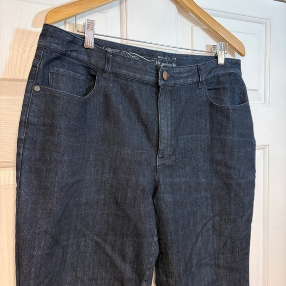 Coldwater Creek Womens 16‎ Natural Fit Mini-Bootcut Dark Wash Denim Jeans Flare
